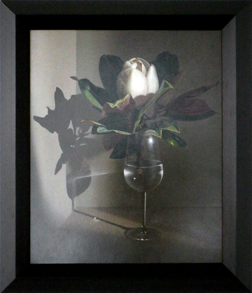 "Magnolia en la Copa de Vino" ("Magnolia Flower in Wine Glass") ANTONIO BLANCA SANCHEZ - Oil on Canvas - 20" x 16"